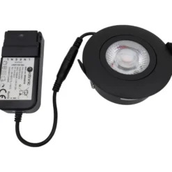 Nordtronic Low Profile Flexible indbygningsspot, driver, Ø8,3 cm, sort, 3000K
