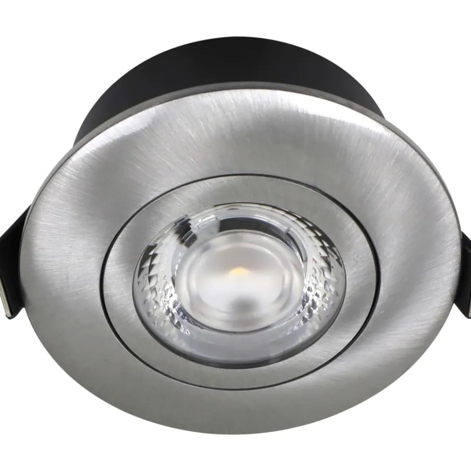 Nordtronic Low Profile Flexible udendørs indbygningsspot, Ø7,5 cm, børstet alu, 3000K