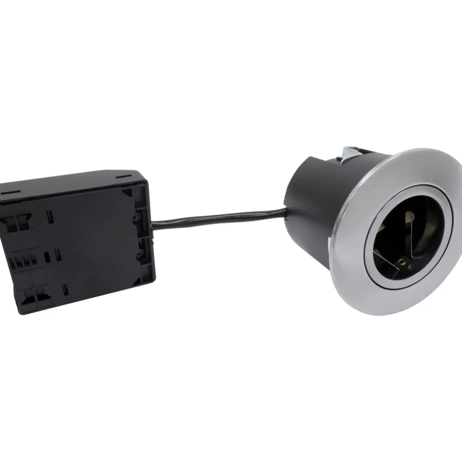 Nordtronic Quick Install indbygningsspot, GU10, rund, børstet aluminium