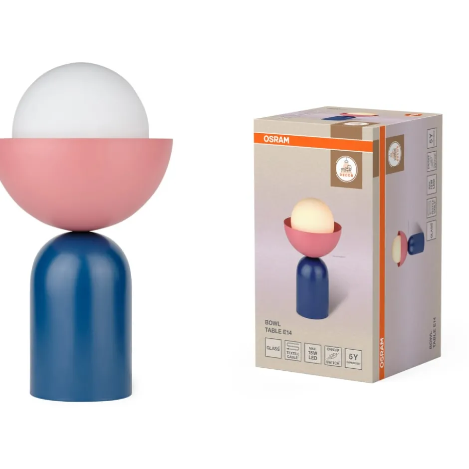 Osram Decor Bowl bordlampe, blå/rosa