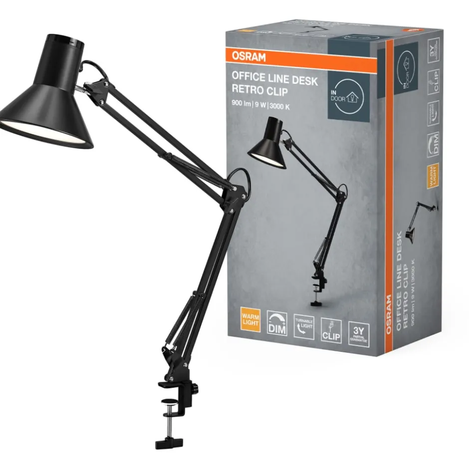 Osram Retro Clip klemmelampe, sort