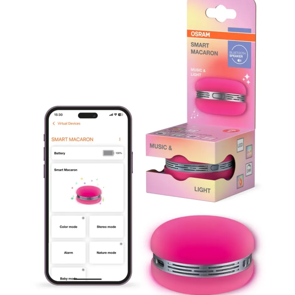Osram Smart+ Macaron højttaler med lys, lyserød