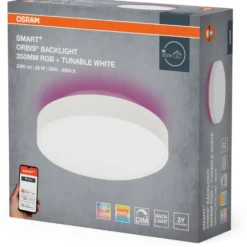 Osram Smart+ Wifi Backlight plafond, farveskift + hvid, Ø35 cm, hvid