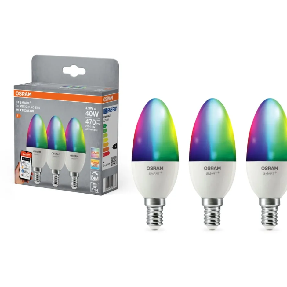 Osram Smart+ Wifi E14 kertepære, farveskift, 4,9W, 3-pak