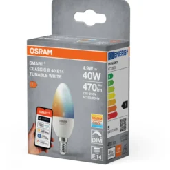Osram Smart+ Wifi E14 kertepære, 2700K-6500K, 4,9W