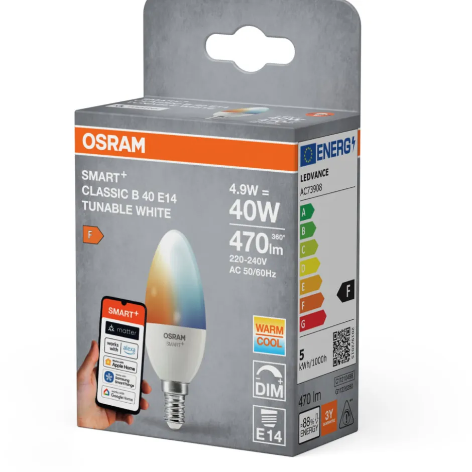 Osram Smart+ Wifi E14 kertepære, 2700K-6500K, 4,9W