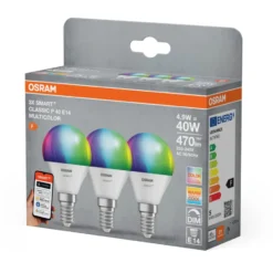 Osram Smart+ Wifi E14 kronepære, farveskift, 4,9W, 3-pak
