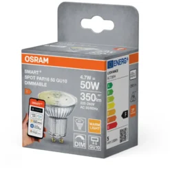 Osram Smart+ Wifi GU10 spotpære, 2700K, 4,7W