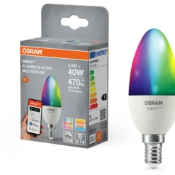 Osram Smart+ Wifi Matter E14 kertepære, farveskift, 4,9W