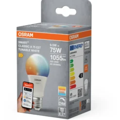 Osram Smart+ Wifi Matter E27 standardpære, 2700K-6500K, 9,5W