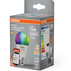 Osram Smart+ Wifi Matter E27 standardpære, farveskift, 9,5W