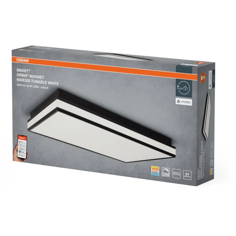 Osram Smart+ Wifi Orbis Magnet plafond, justerbar hvid, 60x30 cm, sort