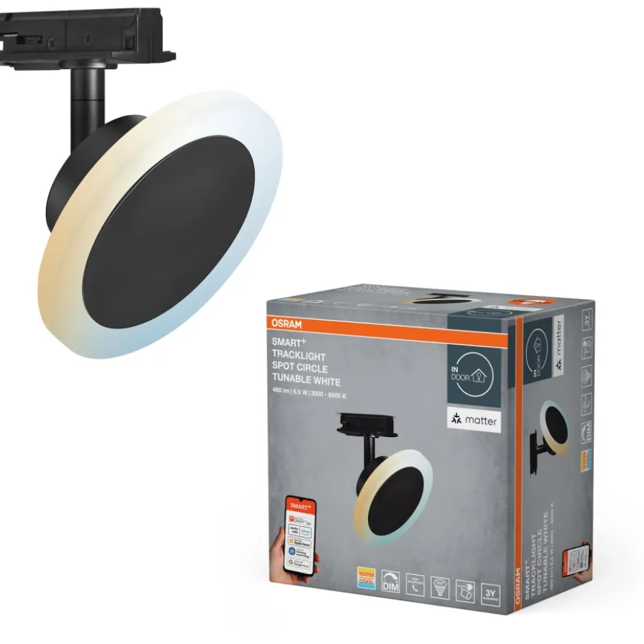 Osram Smart+ Wifi Tracklight Circle skinnespot, justerbar hvid, sort