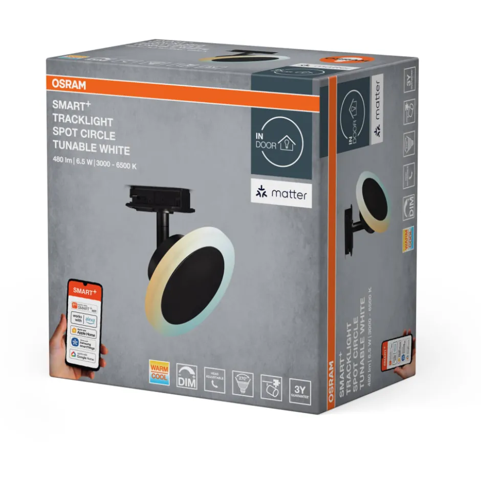 Osram Smart+ Wifi Tracklight Circle skinnespot, justerbar hvid, sort