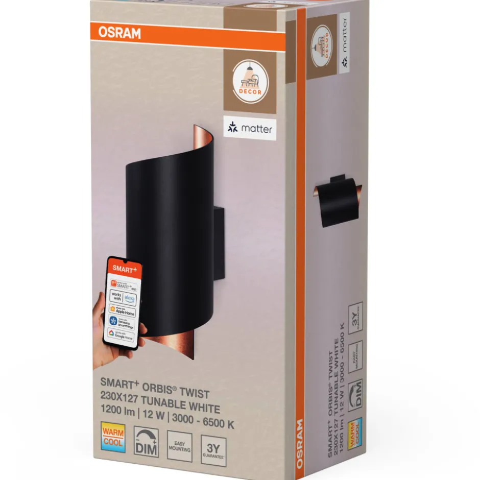 Osram Smart+ Wifi Twist væglampe, justerbar hvid, sort