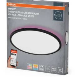Osram Smart+ Wifi Ultra Slim Backlight plafond, farveskift + hvid, sort, Ø40 cm