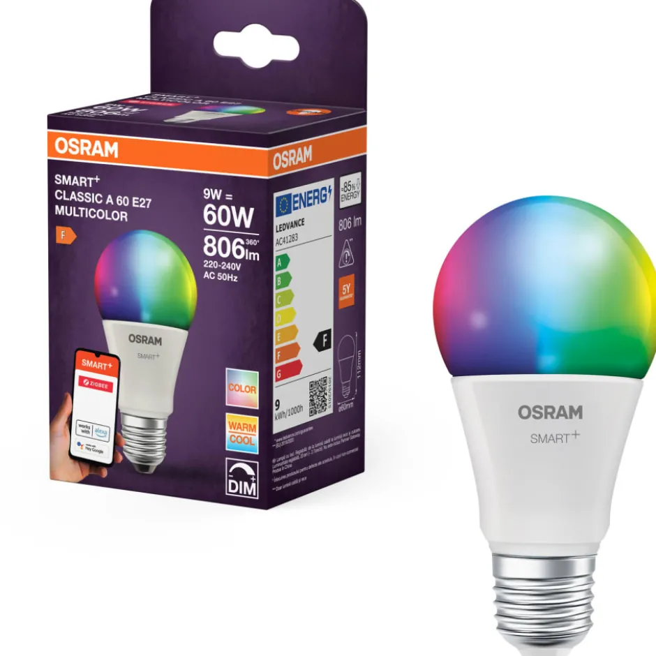 Osram Smart+ Zigbee E27 standardpære, farveskift, 9W