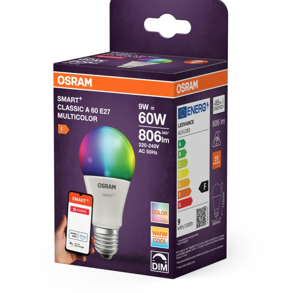 Osram Smart+ Zigbee E27 standardpære, farveskift, 9W