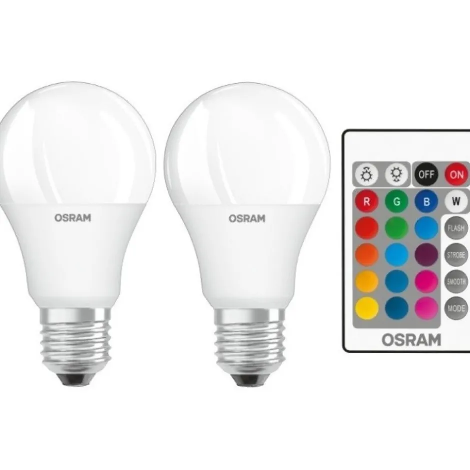 Osram Star+ E27 standardpære med fjernbetjening, 2700K, 9,7W, 2-pak