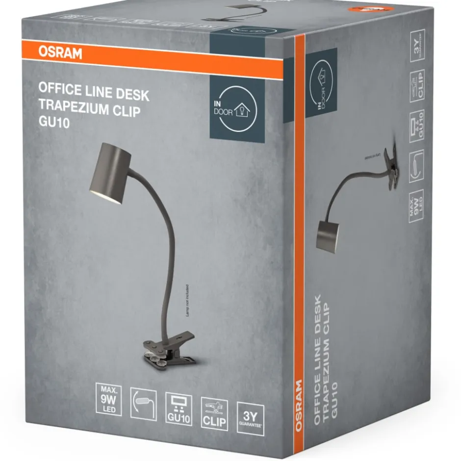 Osram Trapezium klemmelampe, grå