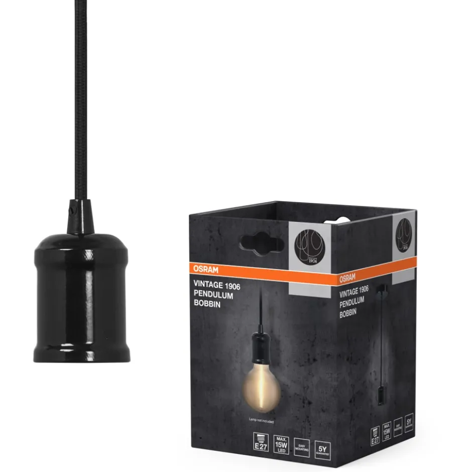 Osram Vintage 1906 Bobbin fatningssæt, sort