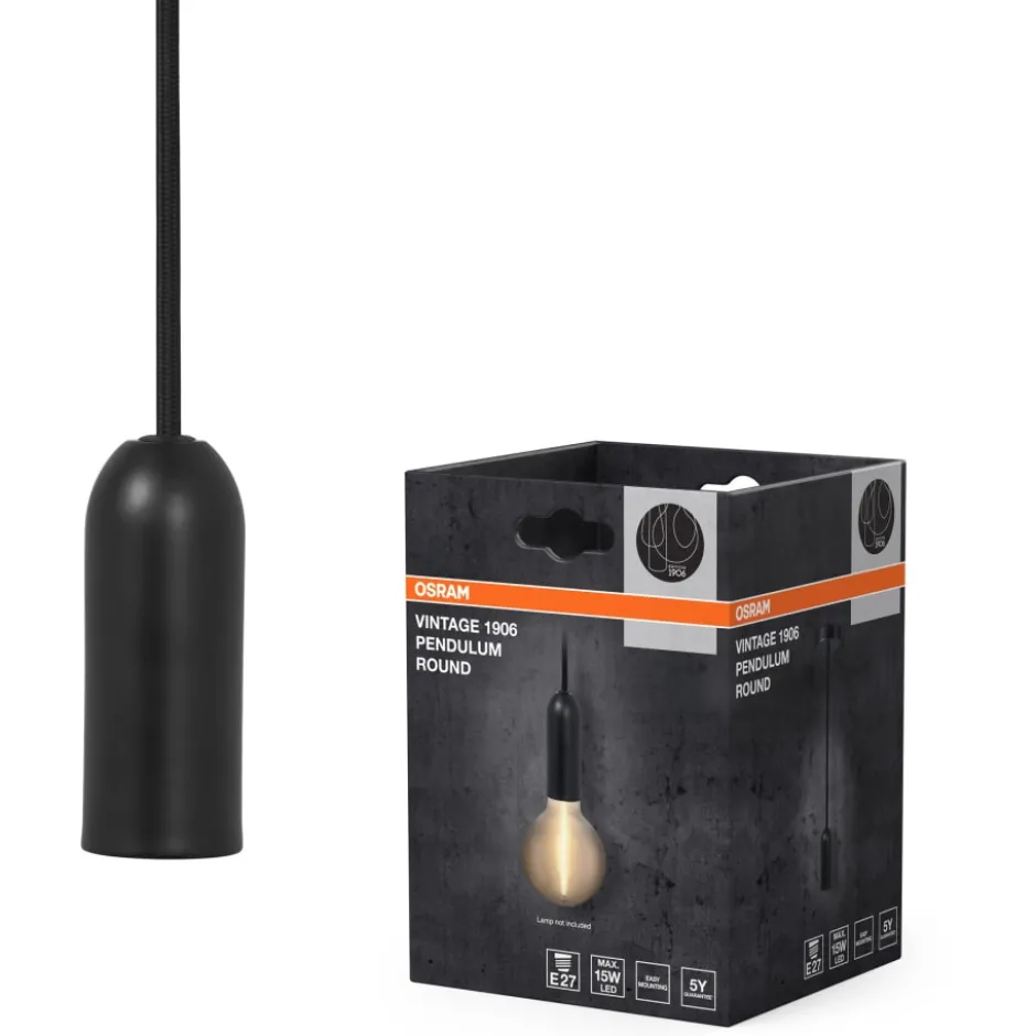 Osram Vintage 1906 Round fatningssæt, sort