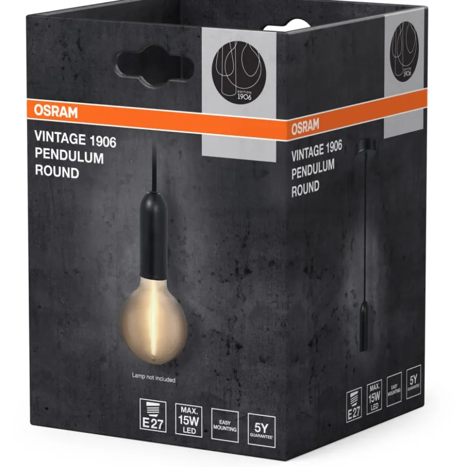 Osram Vintage 1906 Round fatningssæt, sort