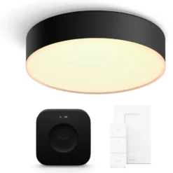 Philips Hue Enrave plafond, sort, Ø26 cm, startsæt