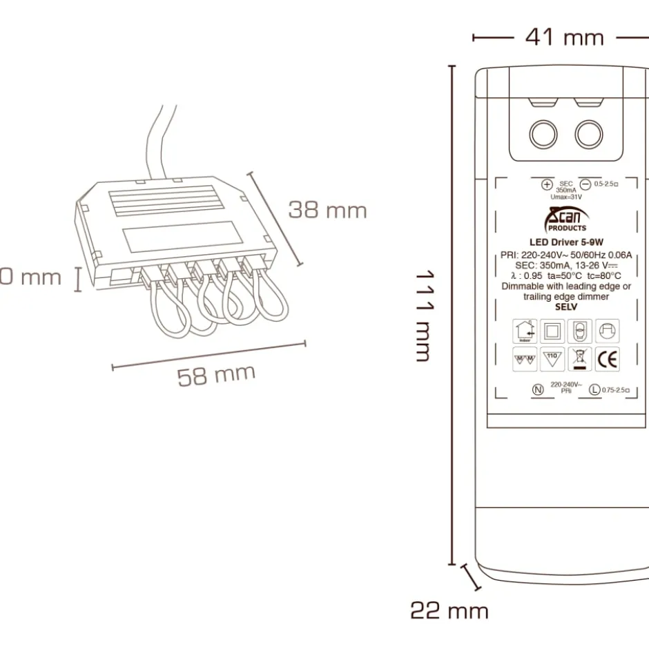 Scan Products driver, dæmpbar, 9W