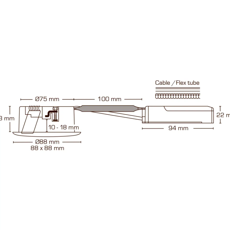 Scan Products Luna Low Profile indbygningsspot, 4000K, mat sort