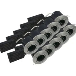 Scan Products Luna Quick Install indbygningsspot, GU10, 10 stk, børstet aluminium