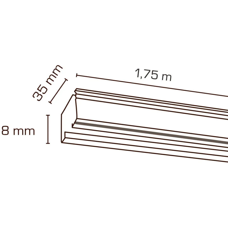 Scan Products Mita 1F strømskinne, sort, 1,75 meter