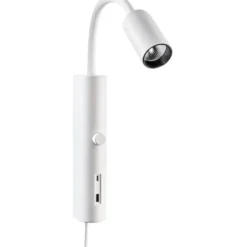 SG Tube væglampe med USB, 3000K, hvid