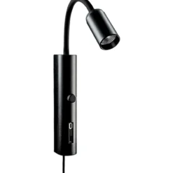 SG Tube væglampe med USB, 2700K, sort