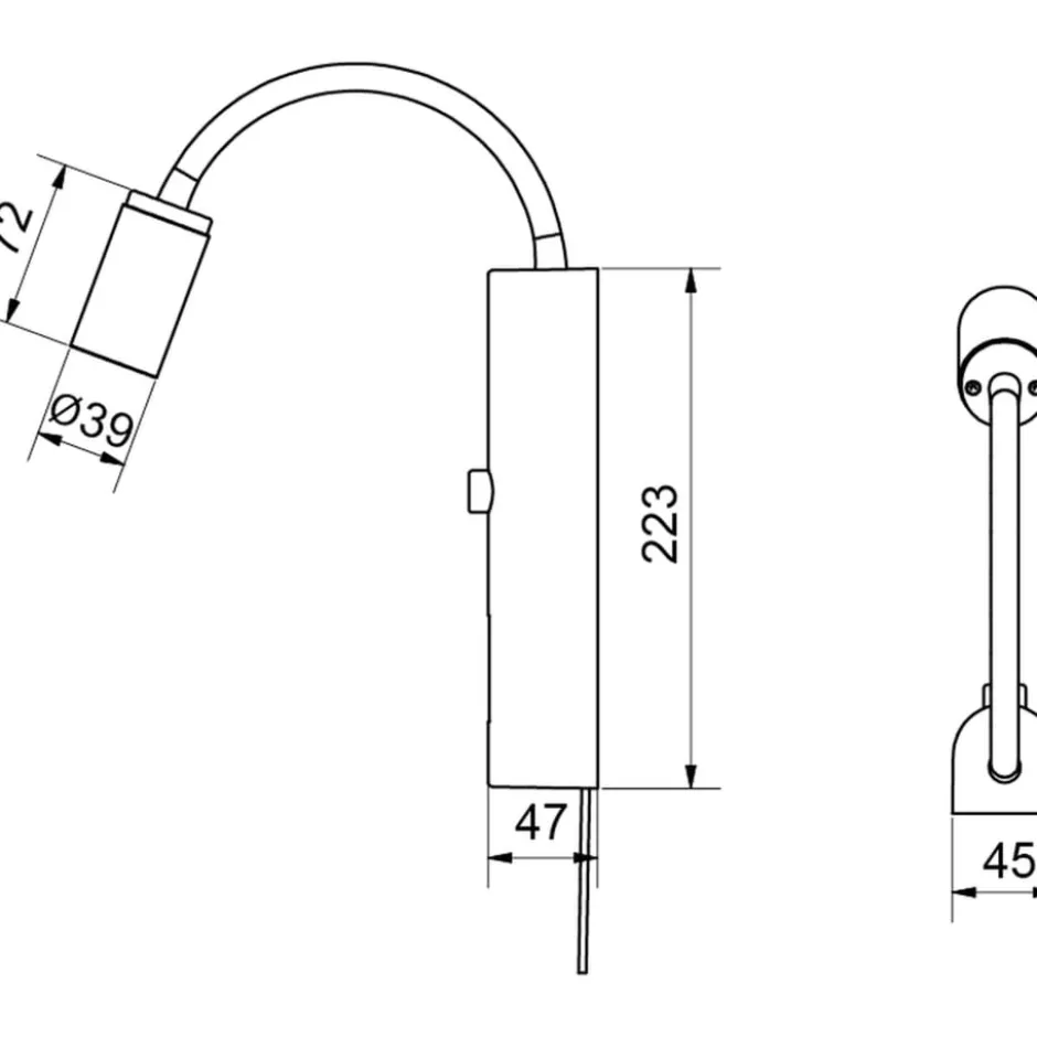 SG Tube væglampe med USB, 2700K, sort