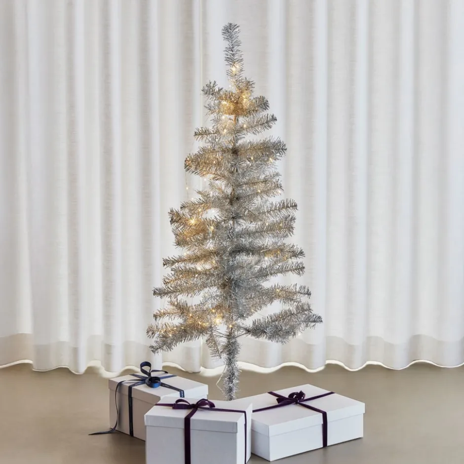 Sirius Happy kunstigt juletræ med lys, sølv, 120 cm