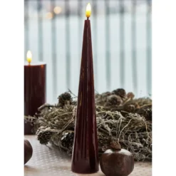 Sirius Sille kegle LED bloklys, batteri, bordeaux, H26 cm