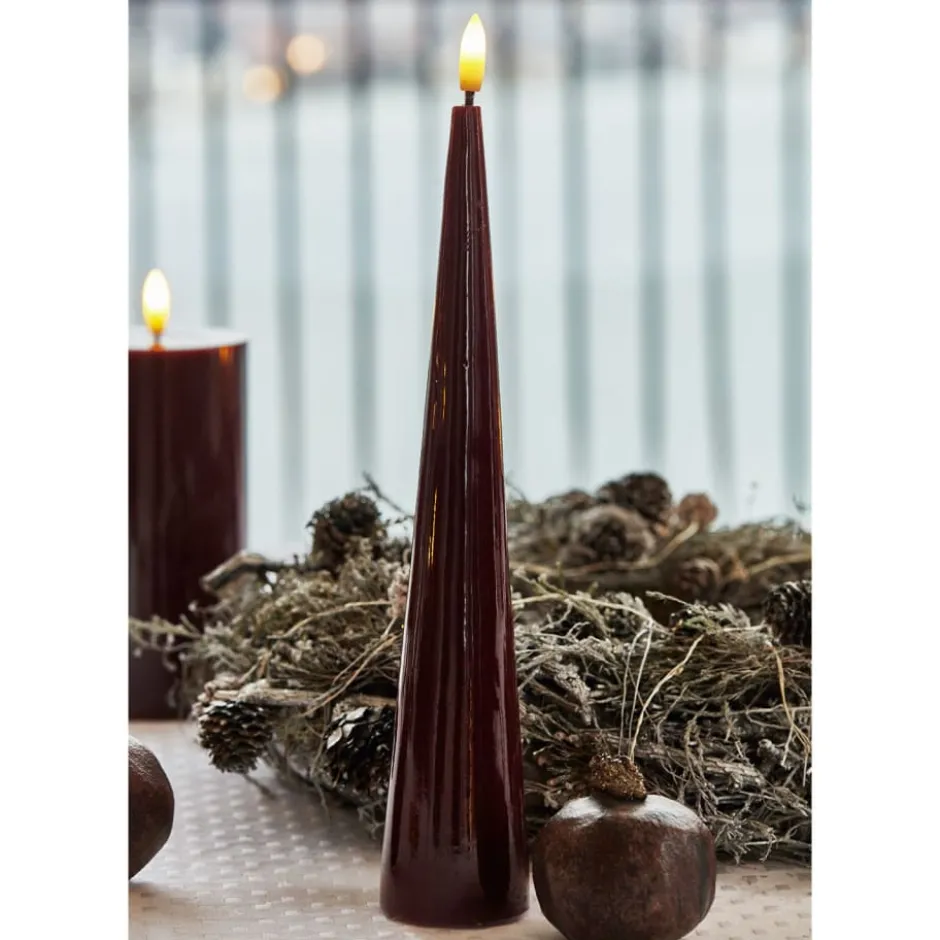 Sirius Sille kegle LED bloklys, batteri, bordeaux, H26 cm