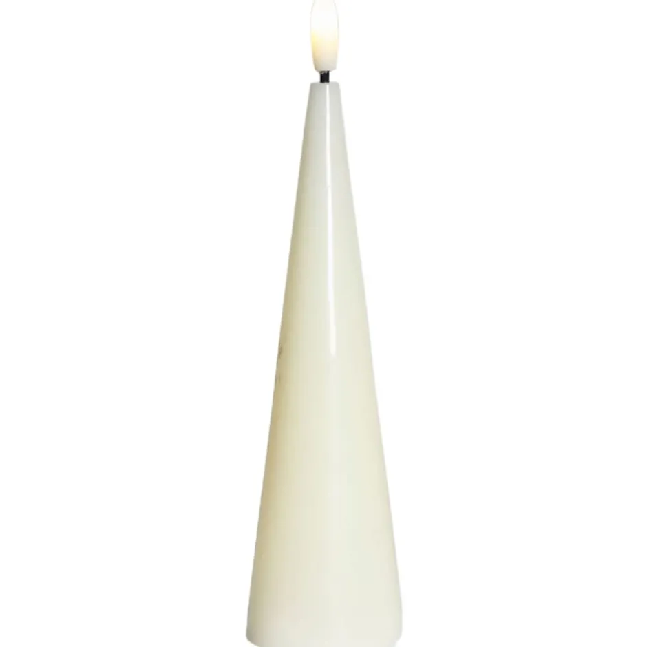 Sirius Sille kegle LED bloklys, batteri, råhvid, H17 cm