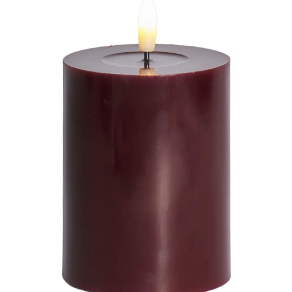 Sirius Sille LED bloklys, batteri, bordeaux, H10 cm