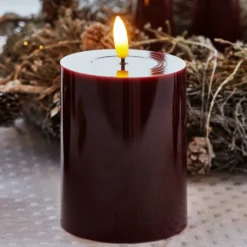 Sirius Sille LED bloklys, batteri, bordeaux, H10 cm