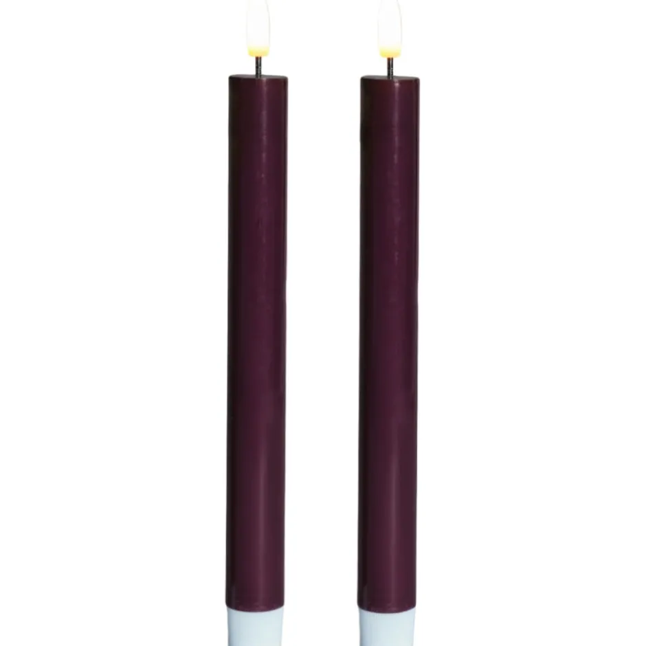 Sirius Sille LED kronelys, batteri, bordeaux, 2-pak