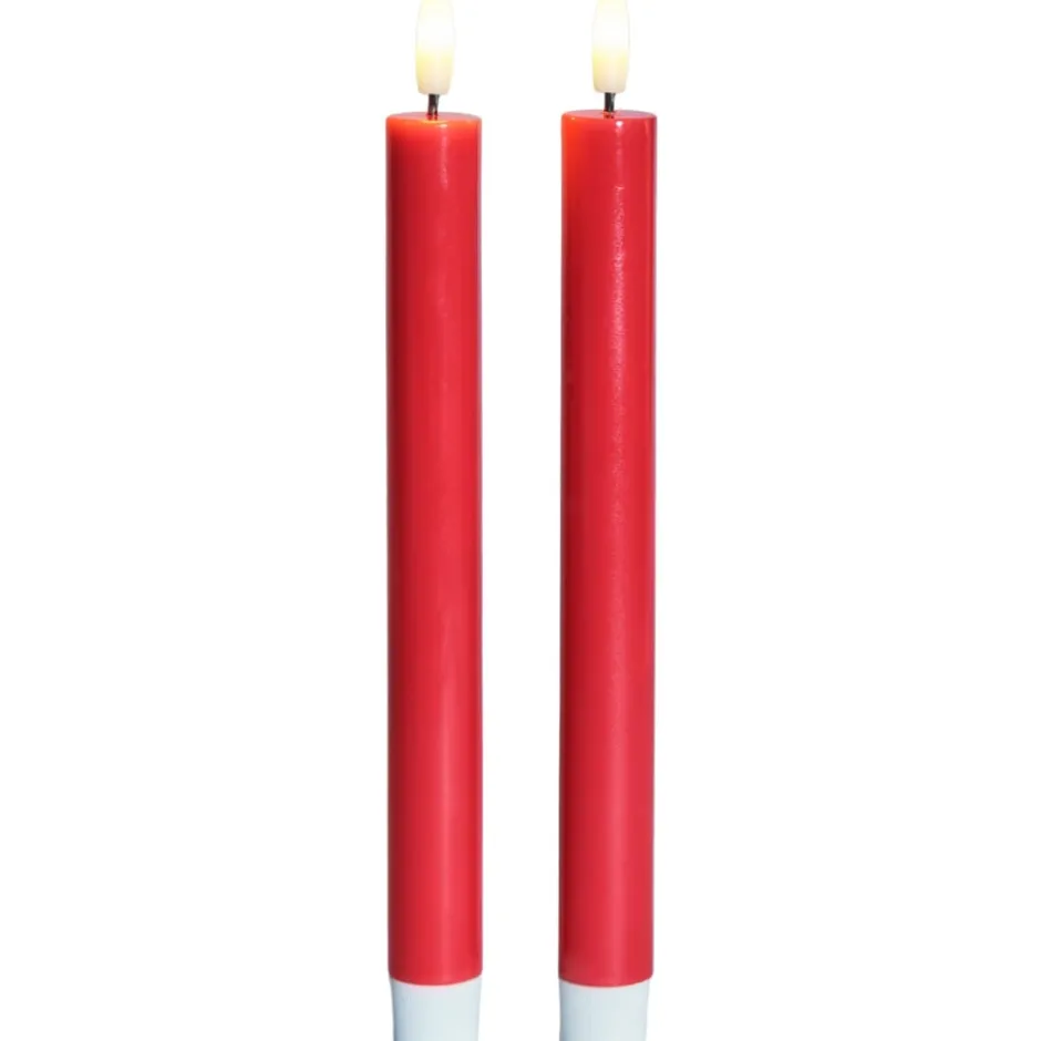 Sirius Sille LED kronelys, batteri, rød, 2-pak
