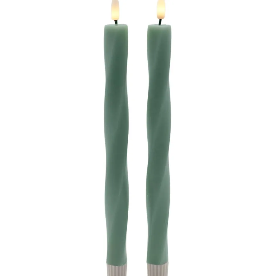 Sirius Sille Nordic Sculpture Twist kunstig stearinlys, grøn