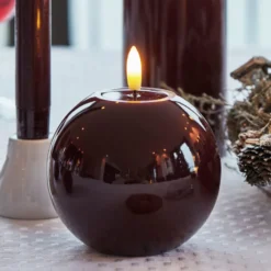 Sirius Sille rundt LED bloklys, batteri, bordeaux