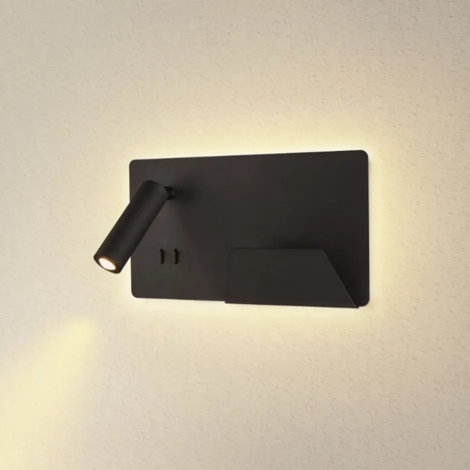 SLV Somnila USB væglampe, sort, højre