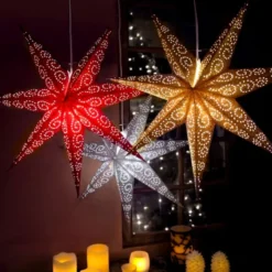Star Trading Antique julestjerne med lys, 60 cm, hvid