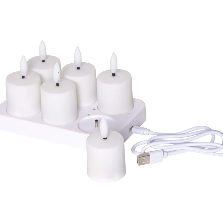 Star Trading Charge LED bloklys, 8,5 cm, 6-pak
