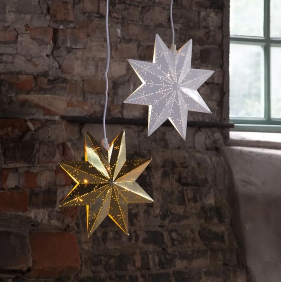 Star Trading Classic julestjerne med lys, 28 cm, hvid