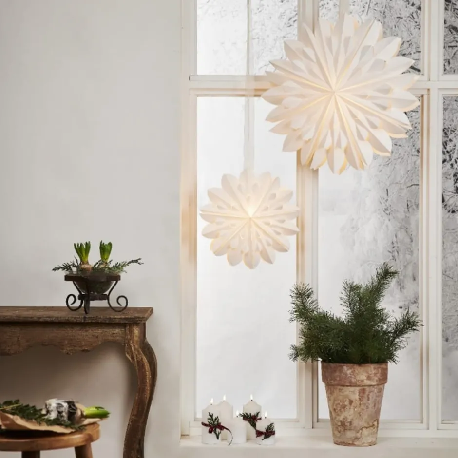 Star Trading Clipp julestjerne med lys, 60 cm, hvid